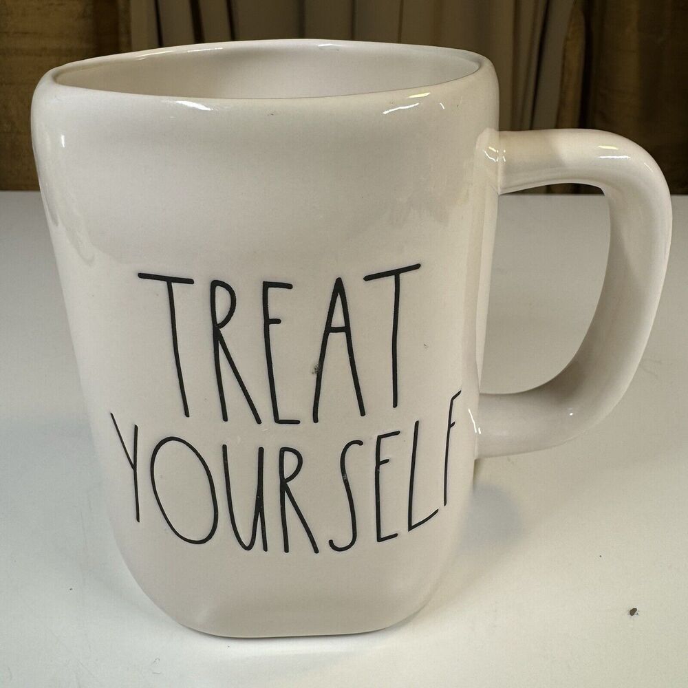 Rae Dunn Treat Yourself Mug Artisan Collection Large Coffee Cup 5” Tall